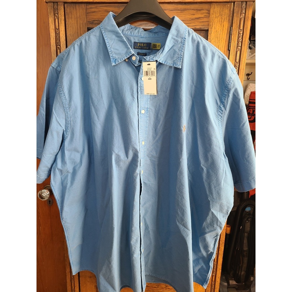 Polo Ralph Lauren Mens 4XB Blue Orbit Oxford Short Sleeve Shirt Classic Fit NWT